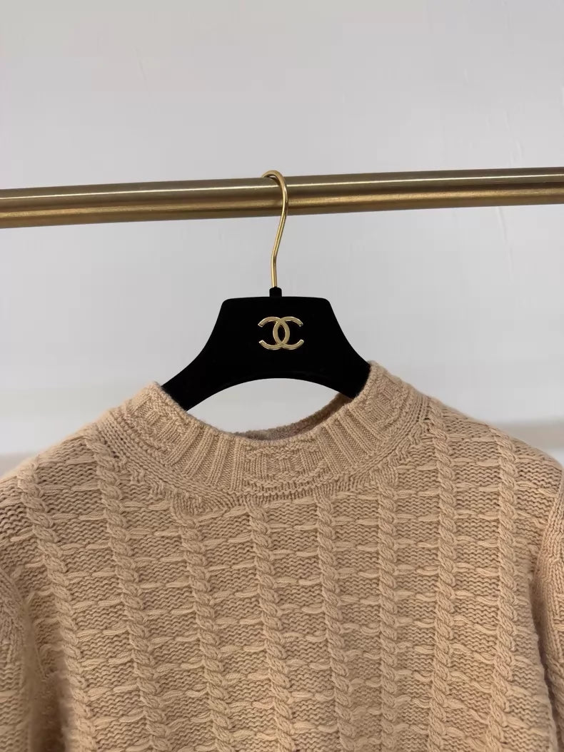 Chanel 23B 3D double C embossed knit cardigan
