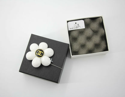 Chanel 96P Resin White Six-Petal Flower Brooch