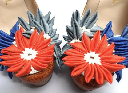 CHANEL 10P RUNWAY FLORAL PLATFORM MARYJANE WOODEN HEELS EU 39