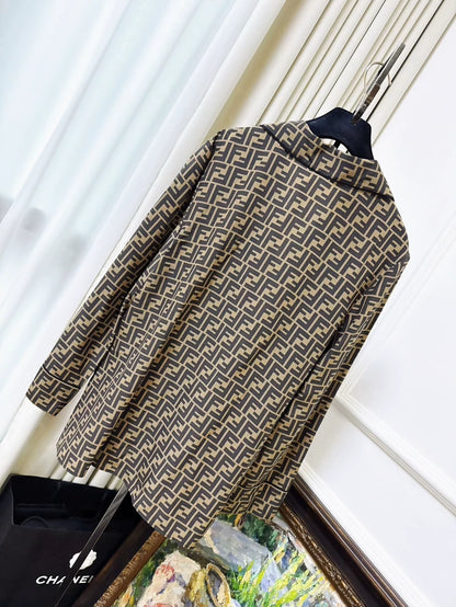 FENDI monogram silk long-sleeved shirt