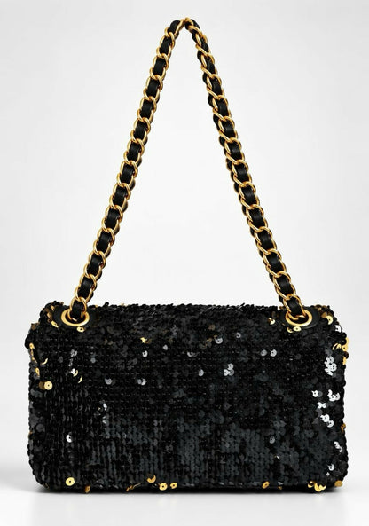 Chanel 08C Blue/Gold Metallic Sequins Summer Nights Medium Flap Bag