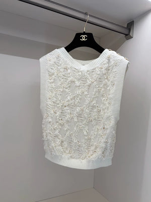 Chanel 21S White tweed top