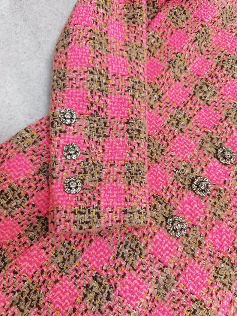 Chanel 22K pink and khaki tweed jacket