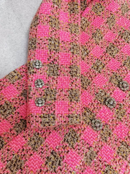 Chanel 22K pink and khaki tweed jacket