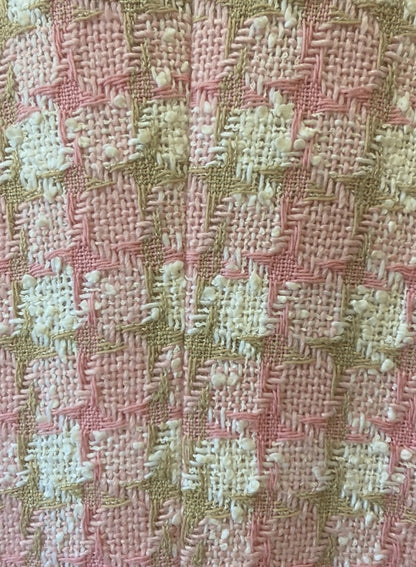 Chanel 04C Pink White Cream Fringe Tweed Checker Jacket FR 42