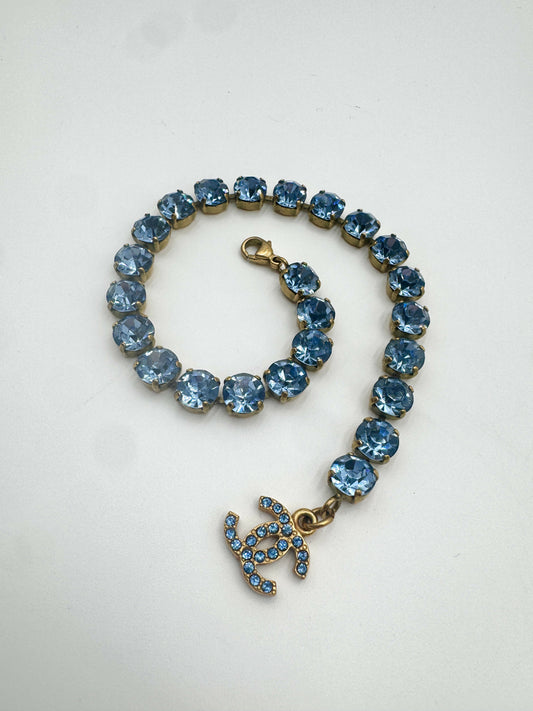 Chanel Vintahe 1995 Blue Rhinestone Anklet 2