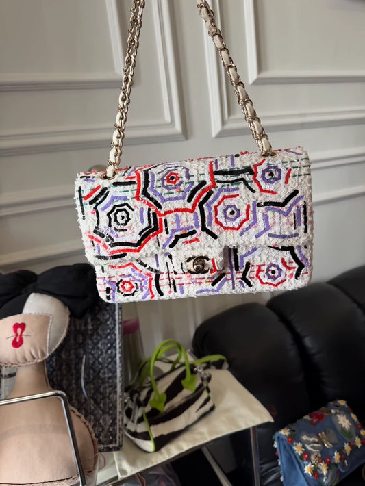 Chanel 19  sequined woven flapbag