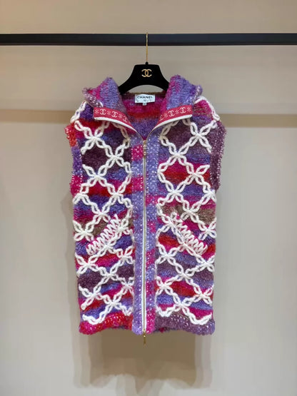 Chanel 20N pink gradient cashmere knit vest