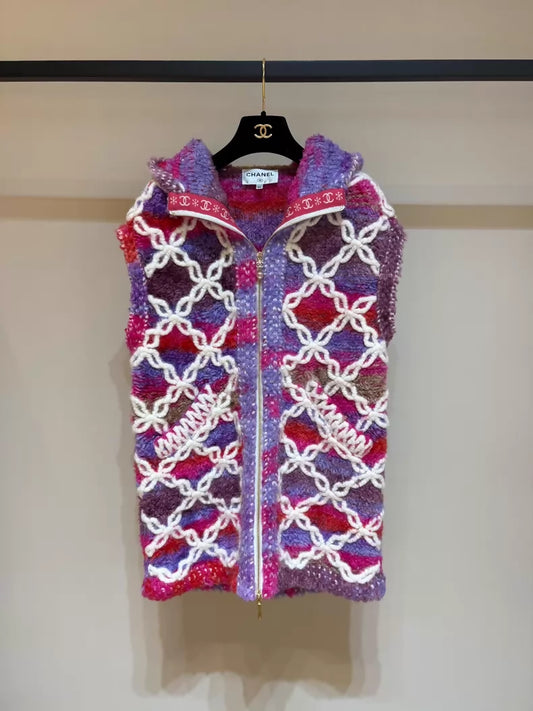 Chanel 20N pink gradient cashmere knit vest