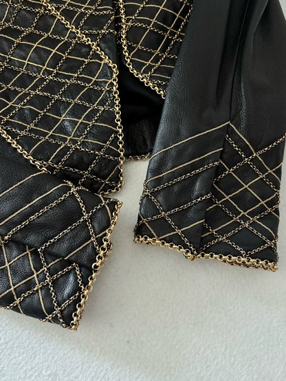 Chanel 2011 Byzantine Gold Quilted Chain Lambskin Leather Jacket