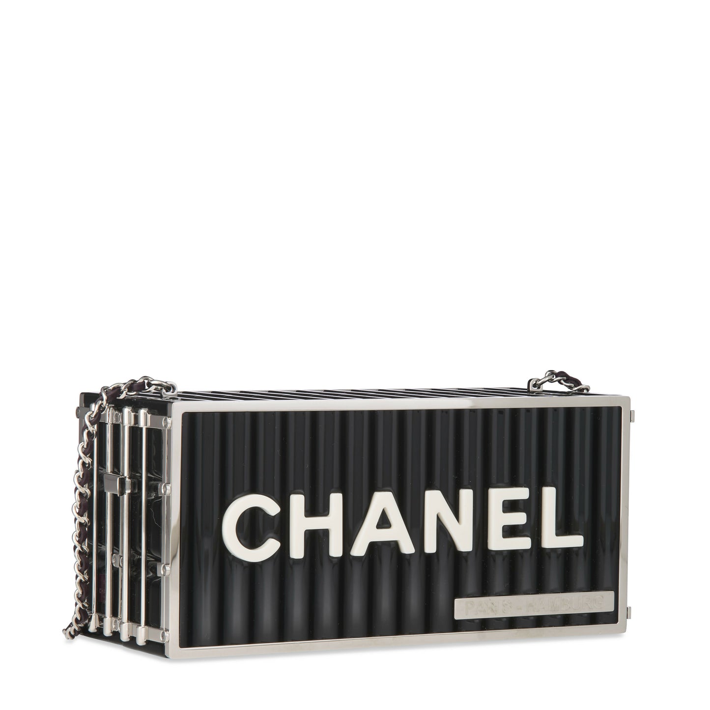 Chanel Métiers d’Art Paris–Hamburg Black Lucite Shipping Container Evening Bag 2018
