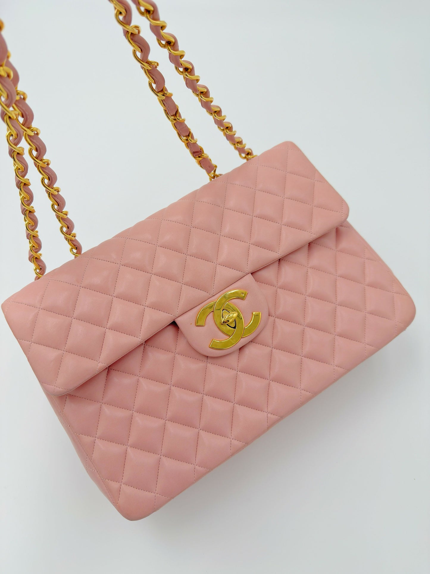 Chanel Vintage Maxi Flap Bag – Series 2 in Pink Lambskin with 24k Gold Hardware