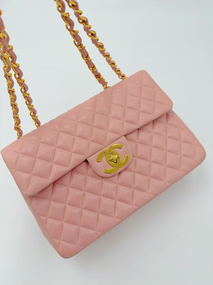 Chanel Vintage Maxi Flap Bag – Series 2 in Pink Lambskin with 24k Gold Hardware