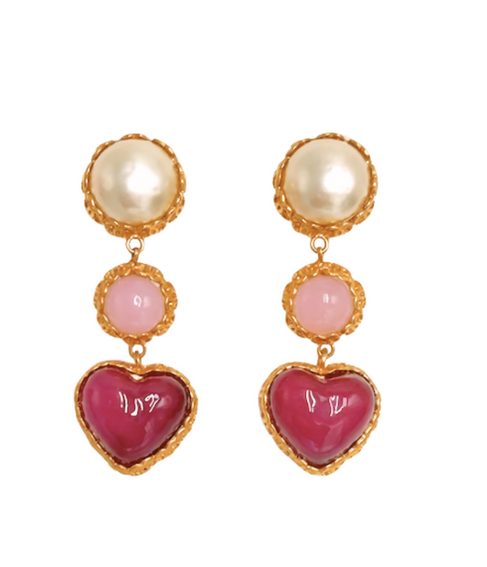 Chanel Heart Gripoix Earrings Collection 28 – Pink
