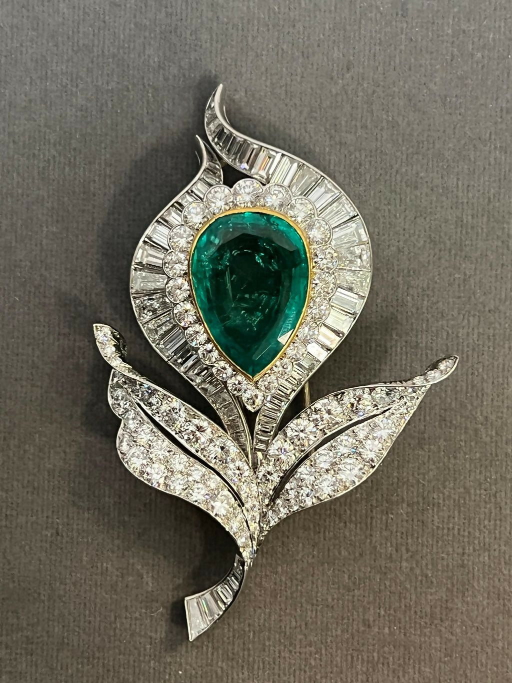 Van Cleef and Arpels Emerald and Diamond Floral Brooch