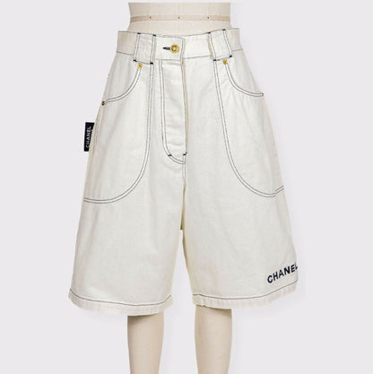 Chanel Vintage White High-Waisted Shorts