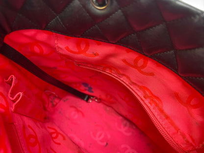 Chanel 2005 Black White Calfskin Quilted Medium Cambon Tote Bag