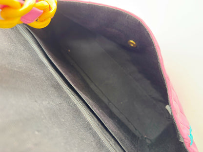 Chanel 1994 Vintage Pink Vinyl Jumbo Flap Bag