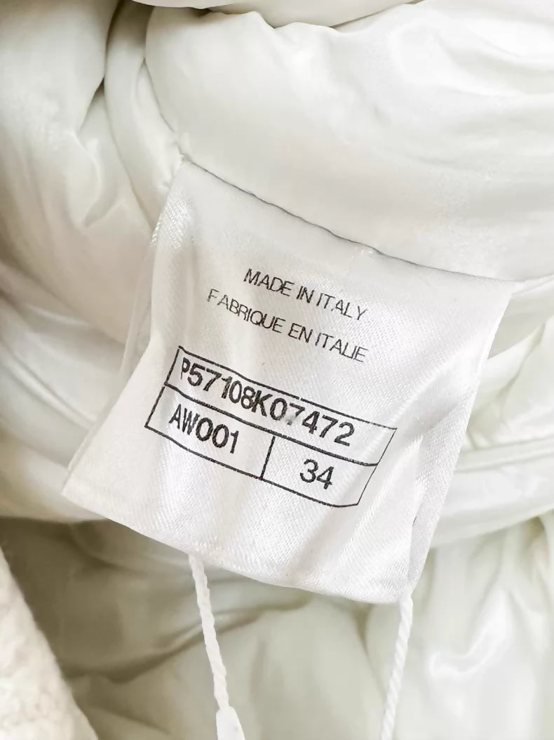 Chanel 17A ecru tweed down jacket