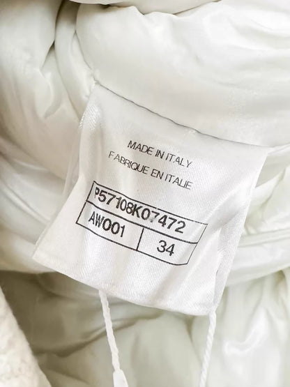Chanel 17A ecru tweed down jacket