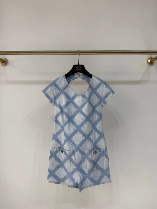 Chanel 20M blue quilted jumpsuit