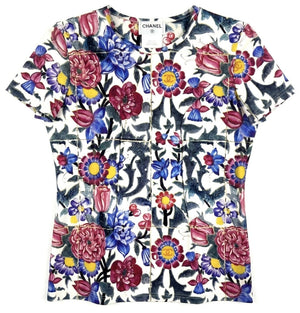 Chanel 15C Dubai CC Logo Kaleidoscopic Shirt Blouse FR 40