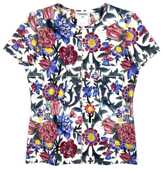 Chanel 15C Dubai CC Logo Kaleidoscopic Shirt Blouse FR 40
