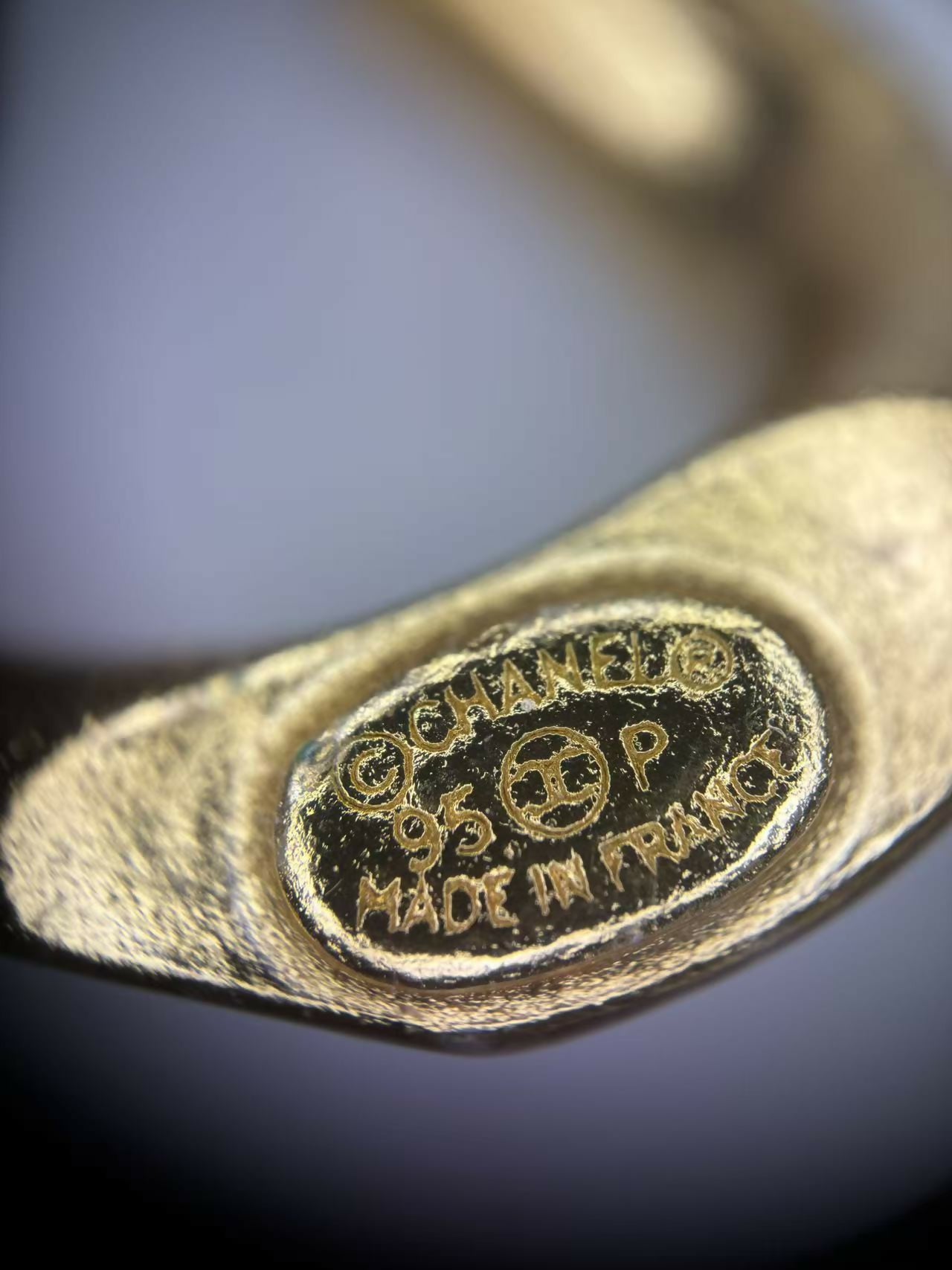 Chanel Vintage 95P Gold-plated Leather Bracelet
