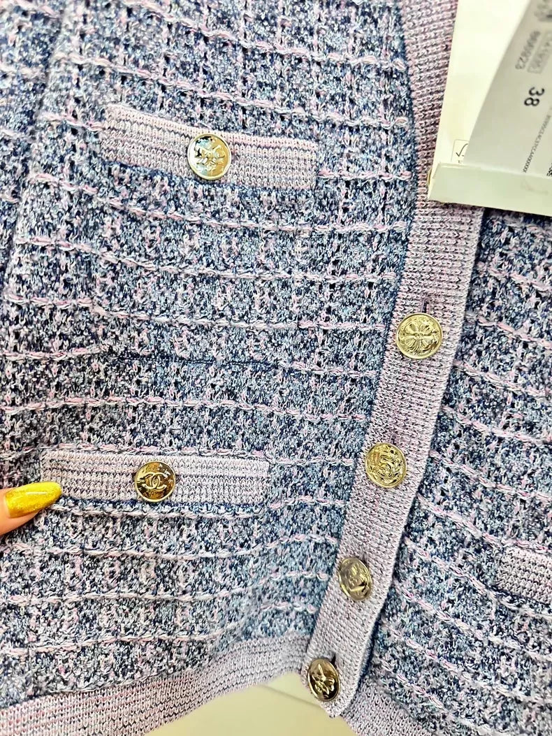 Chanel 25B Purple Knit Cardigan