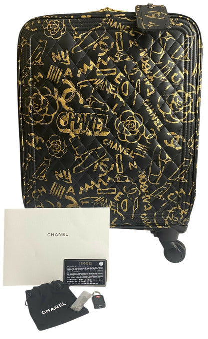 Rare Chanel 19A Paris New York Egypt Graffiti Trolley Travel Bag Carry On Luggage