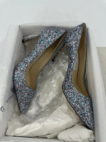 Jimmy Choo Romy Light Blue Multicolour Glitter Pumps Size 38.5