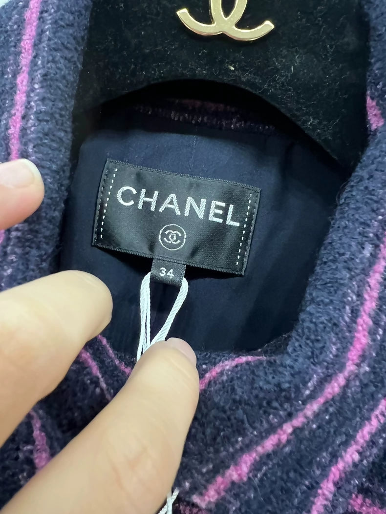 Chanel 23B purple Striped Dress