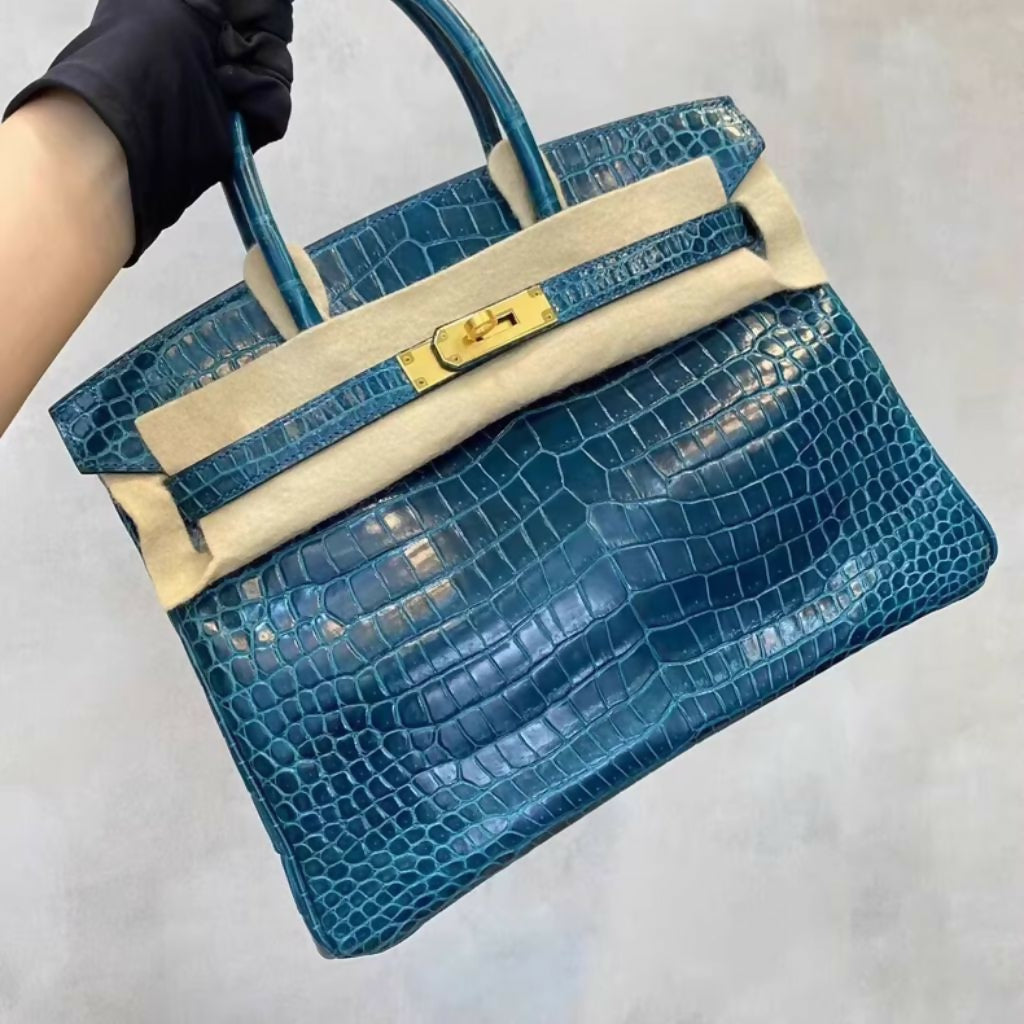 Hermès Birkin 30 Blue Paon Shiny Crocodile, Gold Hardware