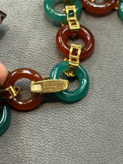 Van Cleef And Arpels Carnelian Chrysoprase Sautoir Necklace and Earrings Set