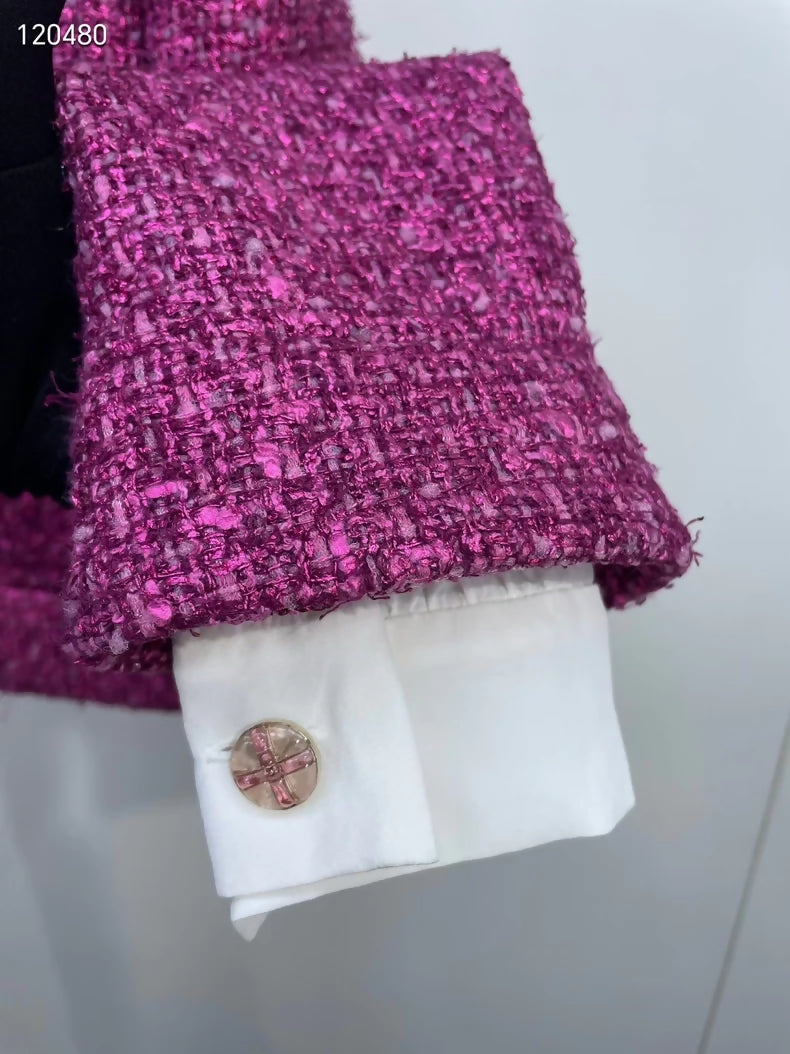 Chanel 23A pink tweed shirt-sleeve jacket