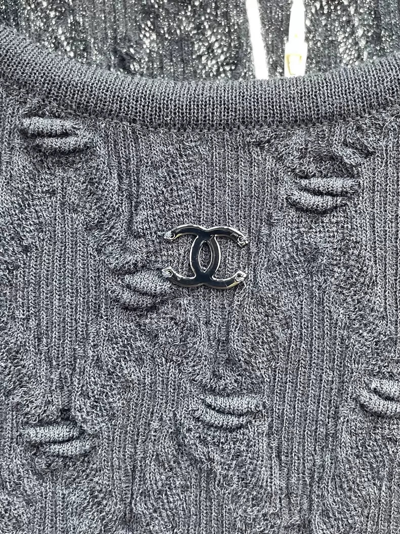 Chanel 24s Black Quilted Knit top