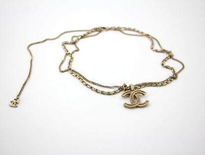 Chanel A21V Rhinestone and Metal Double-Layer Embossed Choker Necklace