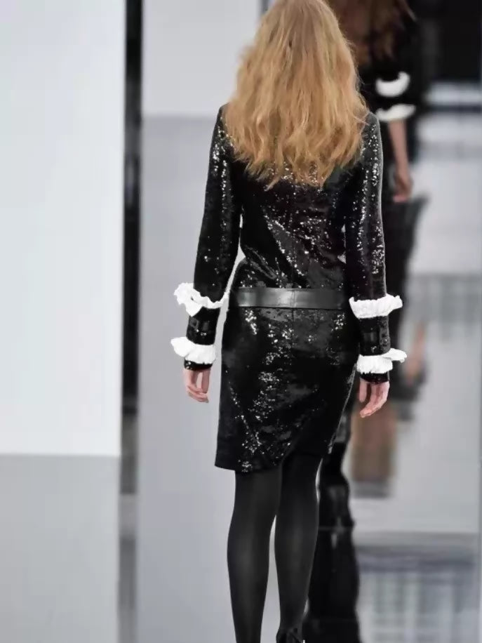 Chanel 2009 black sequined long-sleeved dress