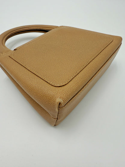 Chanel 1998 Series 5 Vintage Beige Caviar Leather Micro Kelly Bag