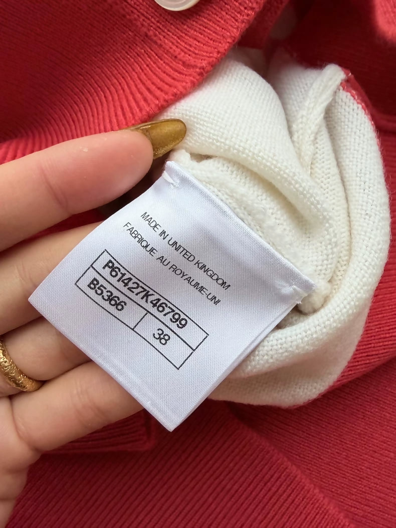 Chanel 19S white and red Cashmere Cardigan
