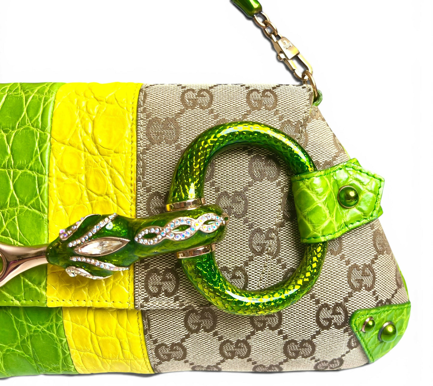 GUCCI Ultra Collectible Croc Horsebit Serpent Large Clutch Bag