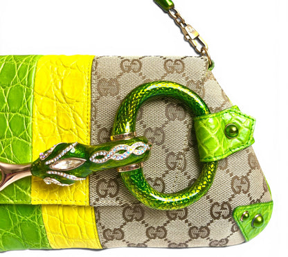GUCCI Ultra Collectible Croc Horsebit Serpent Large Clutch Bag