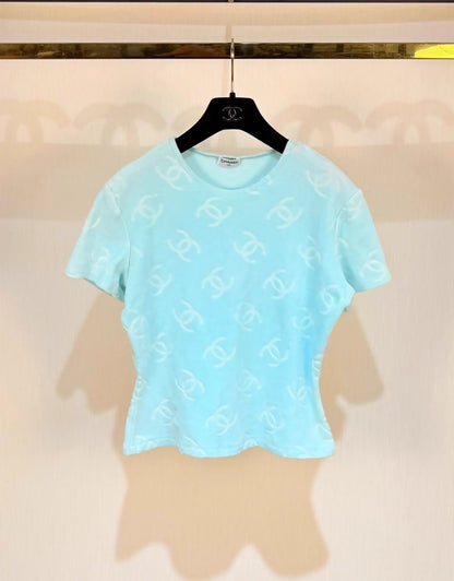 Chanel 1996 velvet all-logo top