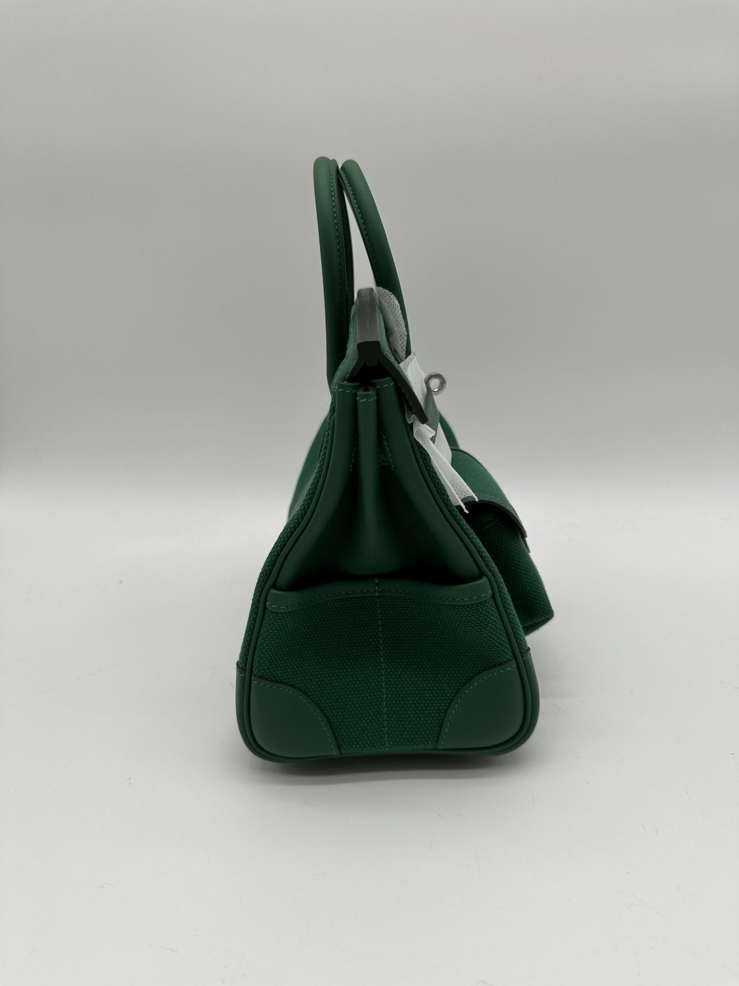 Hermes Birkin 25 Cargo Toile Goeland/Veau Swift Vert Moyen phw stamp K