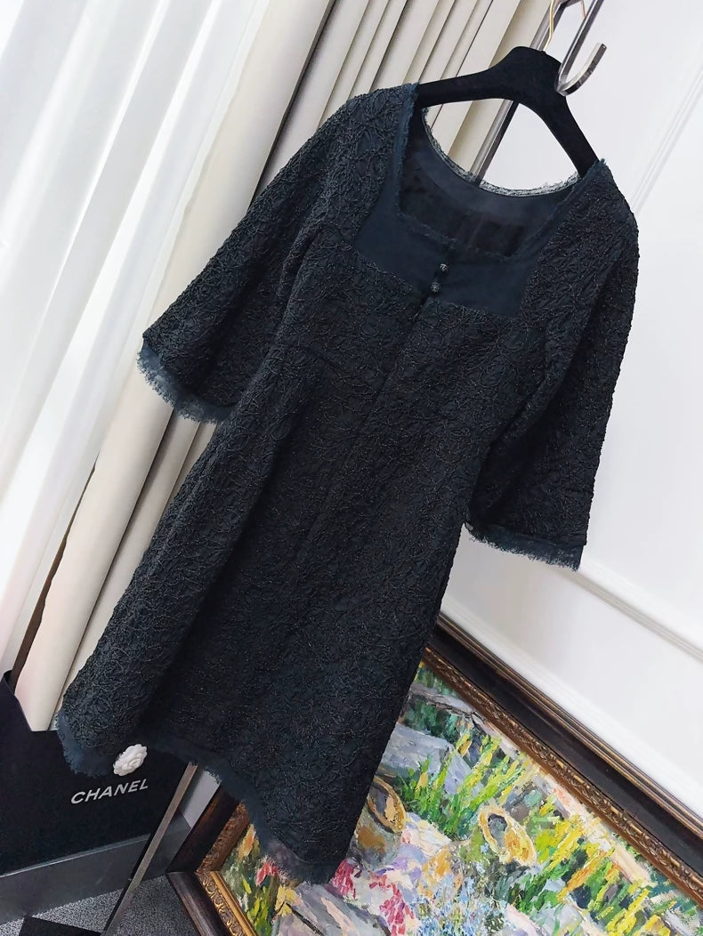 Chanel black & blue lace dress