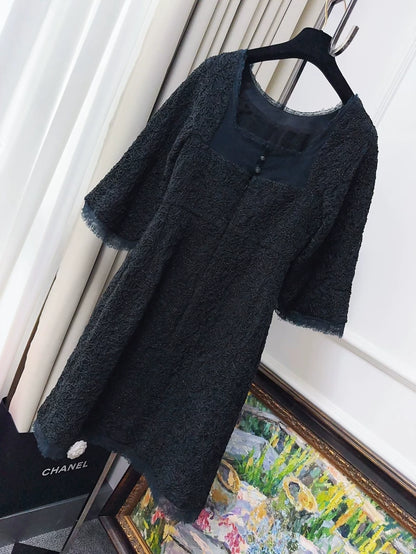 Chanel black & blue lace dress