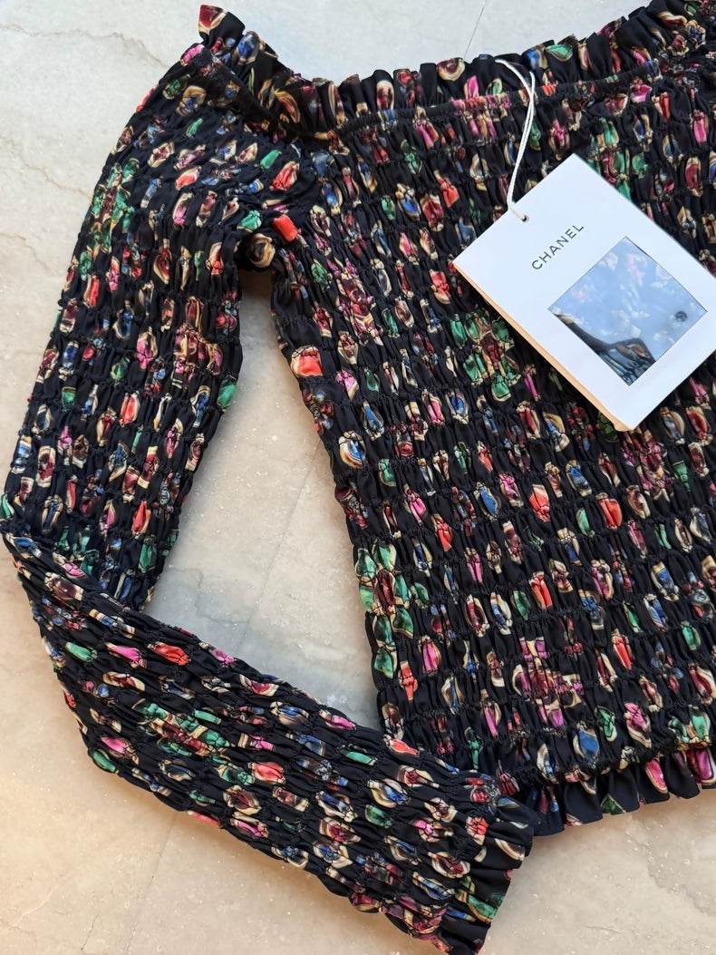 Chanel 21C print pleated top