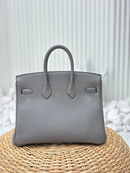 Hermes Birkin 25 Gris Etain Togo Leather Gold Hardware