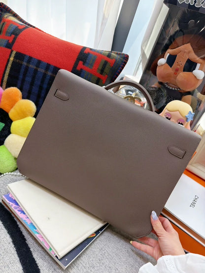 Hermes Kelly Depeches 36 briefcase pewter grey silver hardware