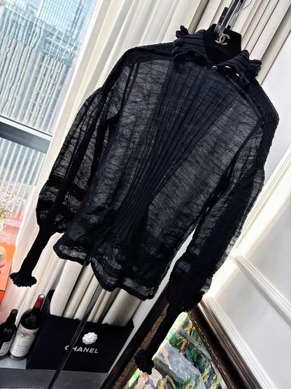 Chanel 16B Black Knit Top